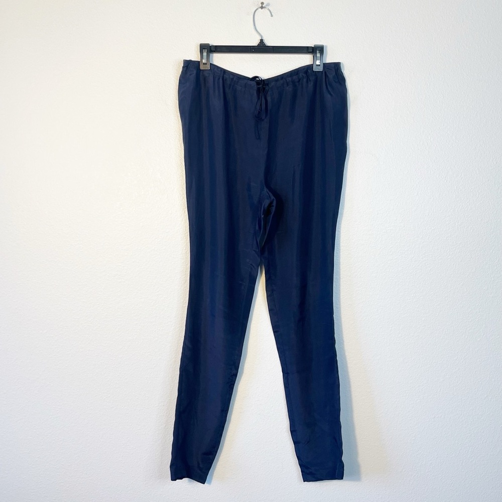VTG Emporio Armani Silk Pants Drawstring Blue Size 38/XS designer Chic Y2K
